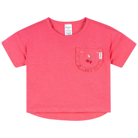 2-Piece Infant & Toddler Girls Cherry Pocket Tee and Shorts Set
