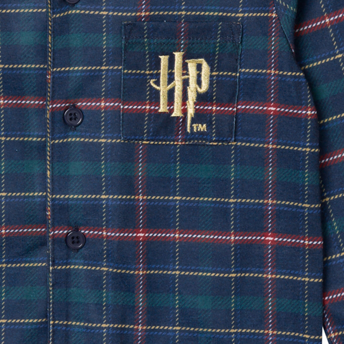 2-Piece Infant & Toddler Neutral Hogwarts Navy Plaid Button Up Pajamas sleepwear Gerber® 