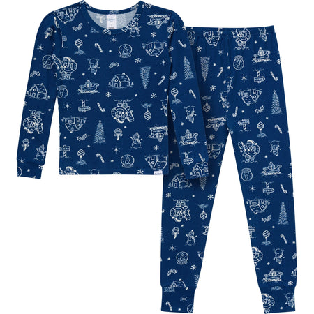 2-Piece Infant & Toddler Neutral Navy Toile Snug Fit Pajama Set