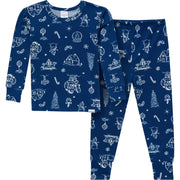 2-Piece Big Kids Neutral Navy Toile Hacci Pajamas Sleepwear Gerber® 