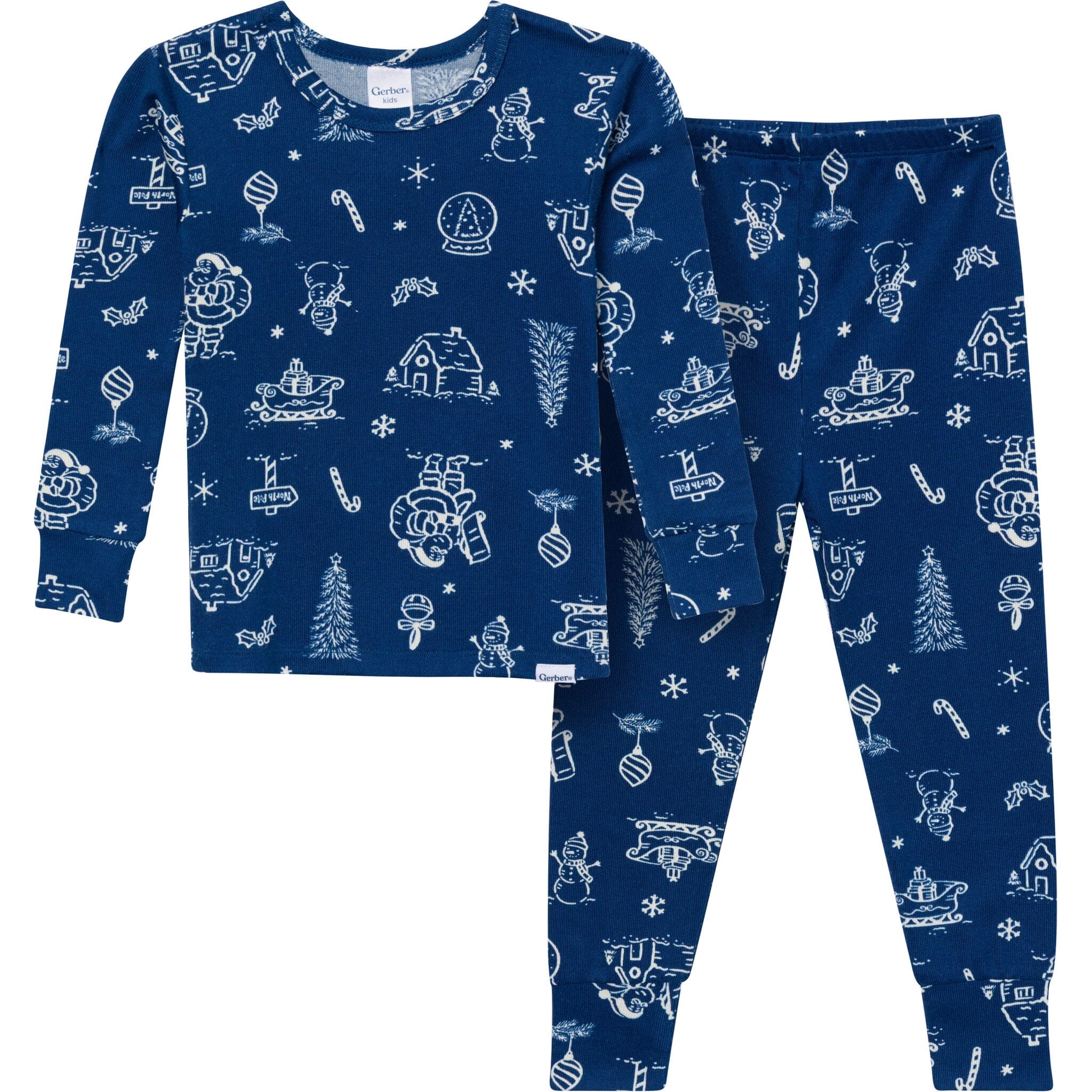 2-Piece Big Kids Neutral Navy Toile Hacci Pajamas Sleepwear Gerber® 