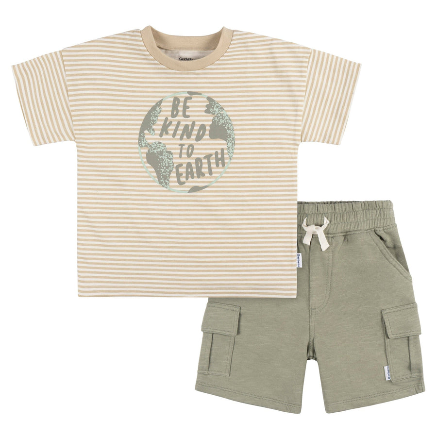 2-Piece Toddler Boys Kind Earth Shirt & Shorts Set
