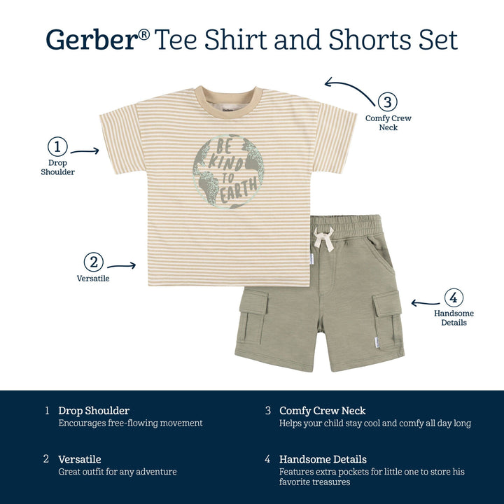 2-Piece Toddler Boys Kind Earth Shirt & Shorts Set