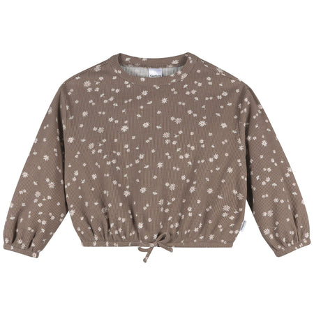 2-Piece Toddler Girls Brown Daisies Top and Legging Set