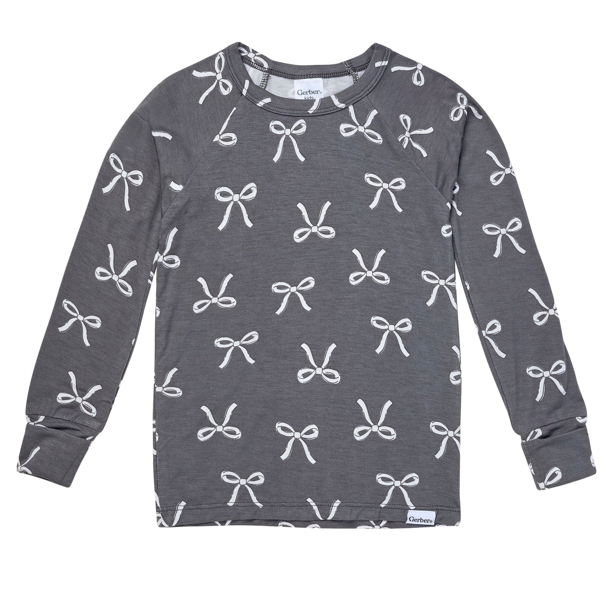 2-Piece Toddler Girls Gray Bow Tight Fitting Pajamas Sleepwear Gerber® 