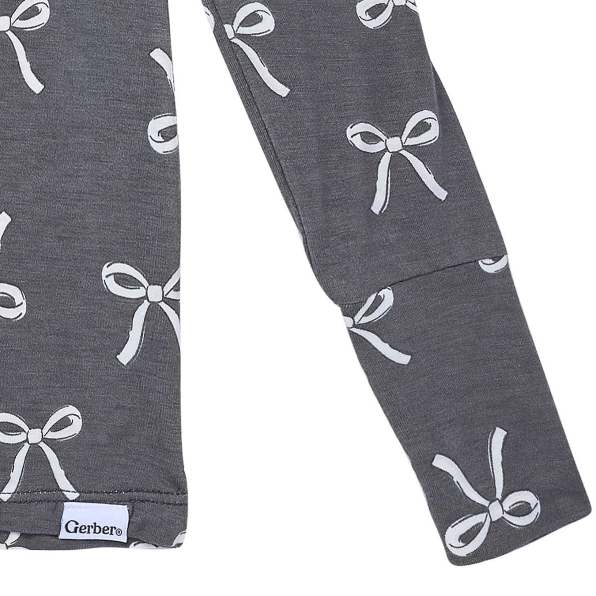 2-Piece Toddler Girls Gray Bow Tight Fitting Pajamas Sleepwear Gerber® 