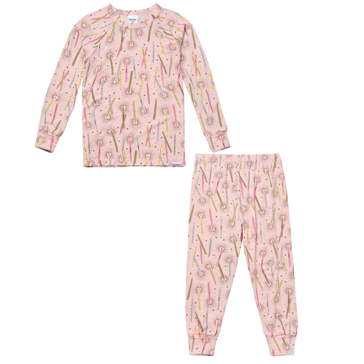 2-Piece Toddler Girls Pink Candle Tight Fitting Pajamas Sleepwear Gerber® 