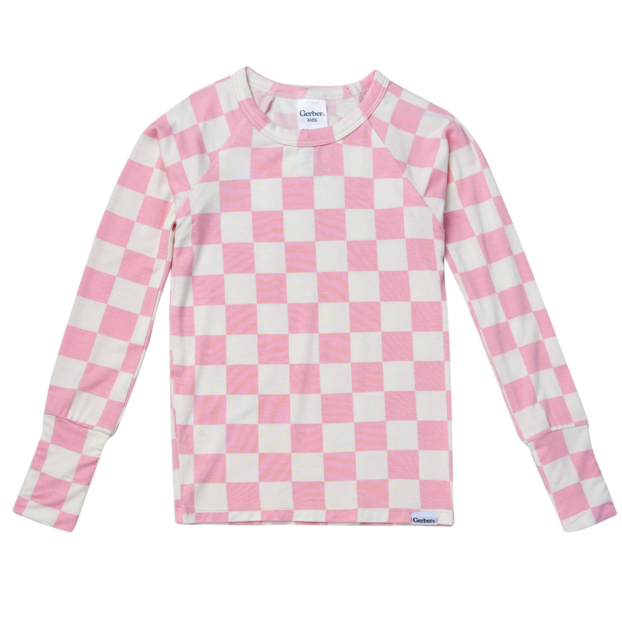 2-Piece Toddler Girls Pink Check Tight Fitting Pajamas Sleepwear Gerber® 