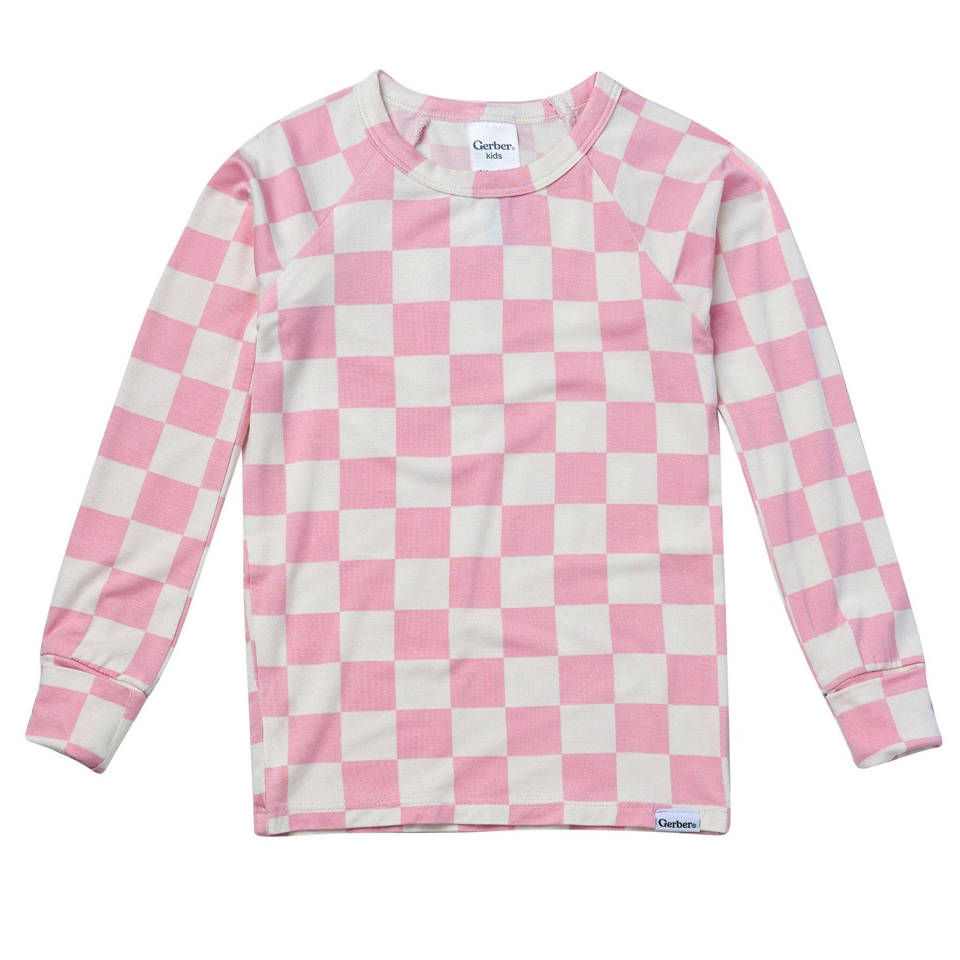 2-Piece Toddler Girls Pink Check Tight Fitting Pajamas Sleepwear Gerber® 
