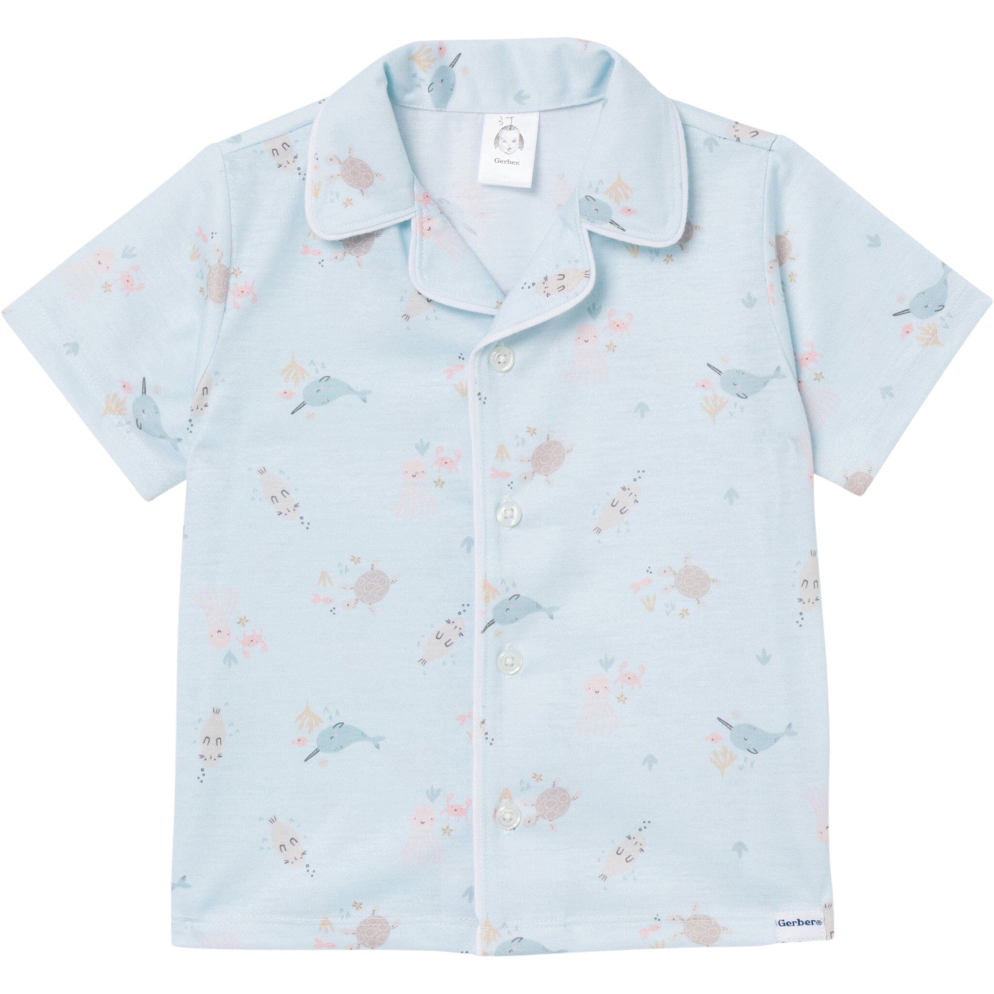 2-Piece Toddler Girls Sea Button Up Pajama Shorts Set Sleepwear Gerber® 