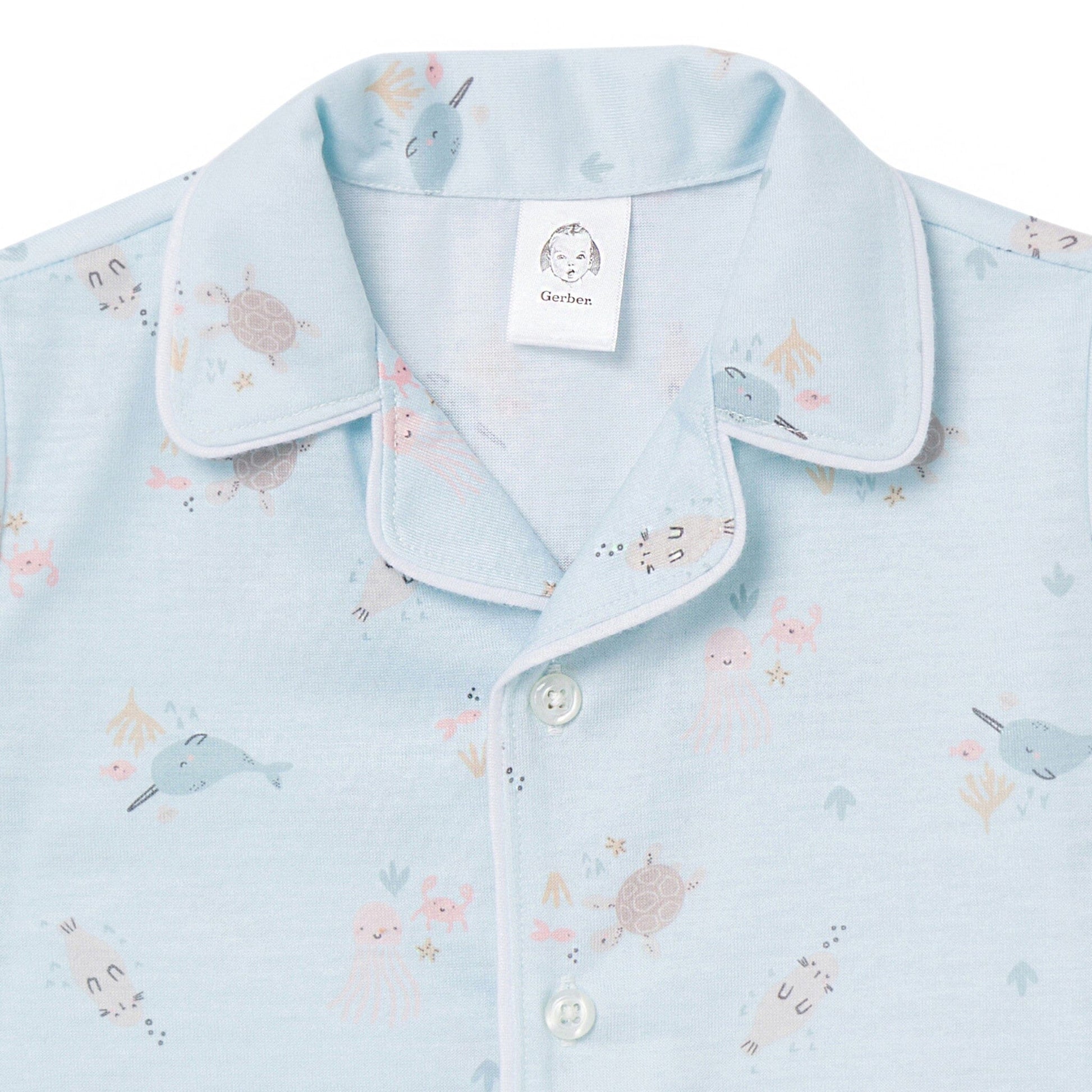 2-Piece Toddler Girls Sea Button Up Pajama Shorts Set Sleepwear Gerber® 