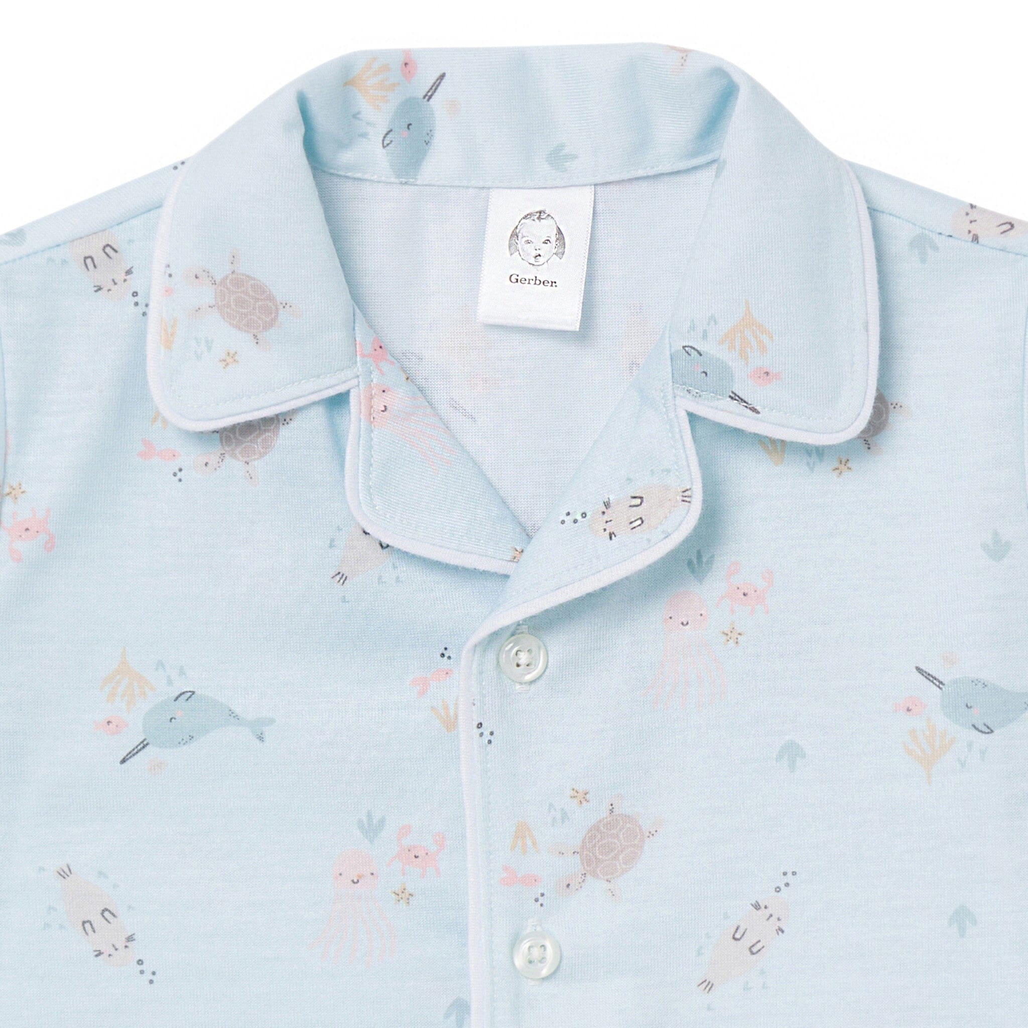 2-Piece Toddler Girls Sea Button Up Pajama Shorts Set Sleepwear Gerber® 