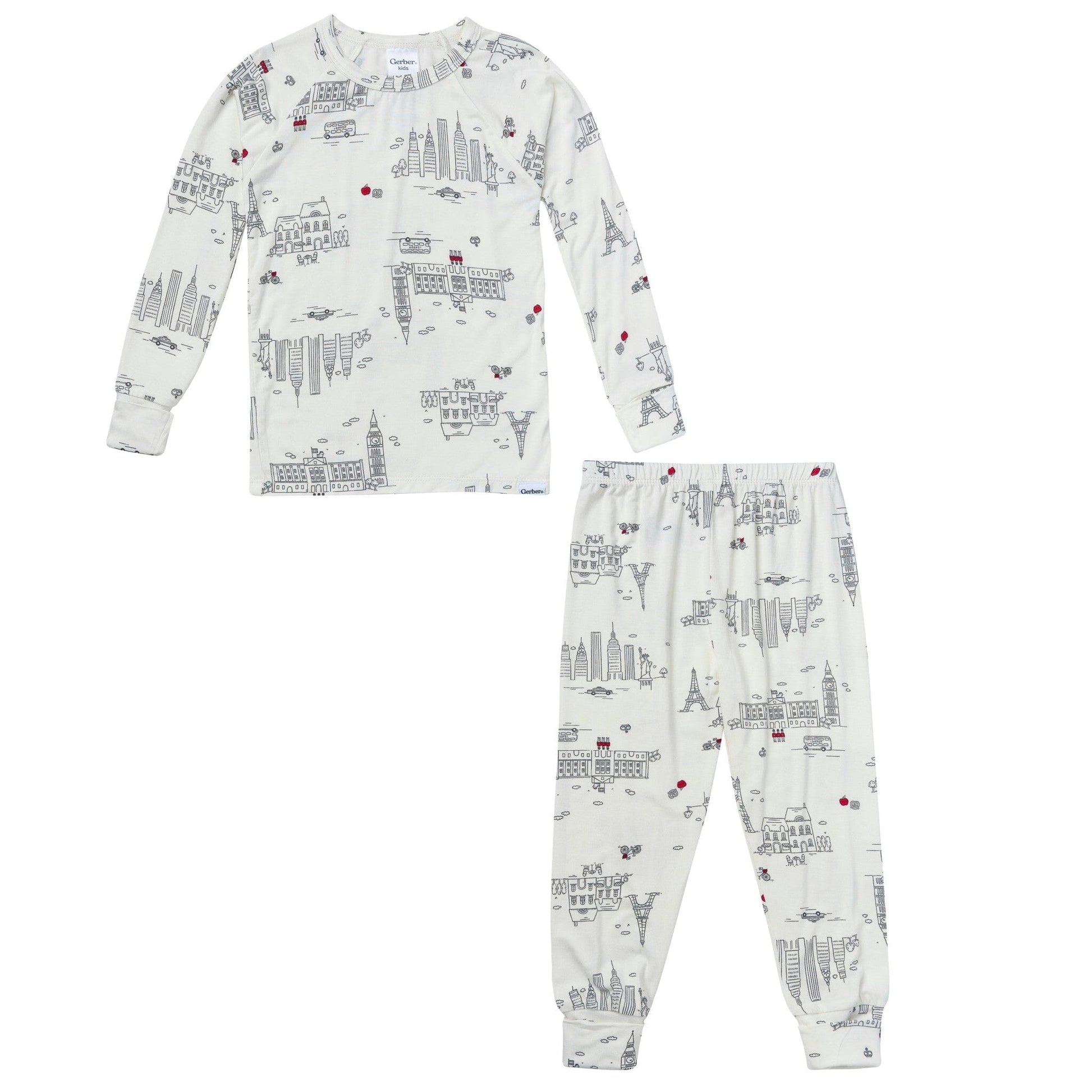 2-Piece Toddler Neutral Ivory City Tight Fitting Pajamas Sleepwear Gerber® 