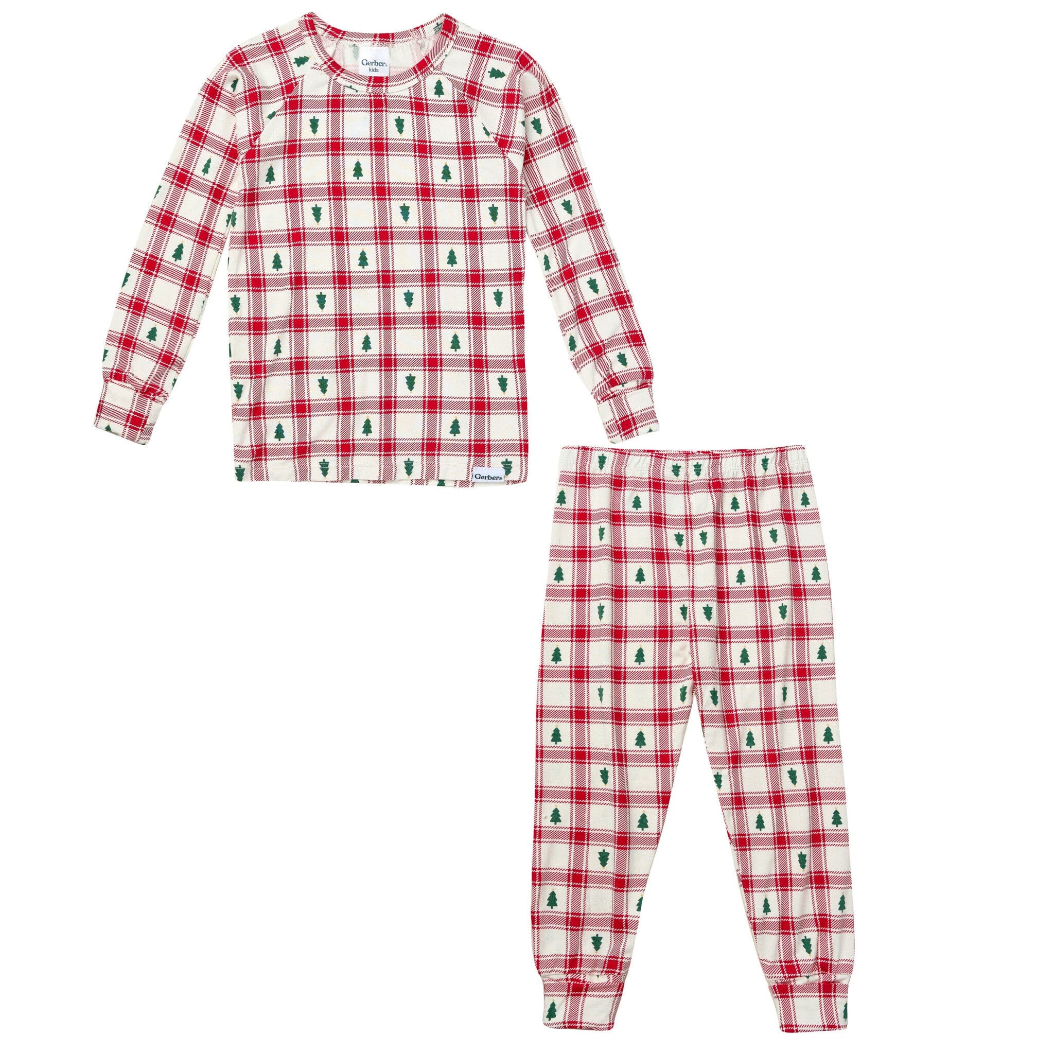 2-Piece Toddler Neutral Plaid Tree Tight Fitting Pajamas Sleepwear Gerber® 