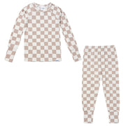 2-Piece Toddler Neutral Taupe Check Tight Fitting Pajamas Sleepwear Gerber® 