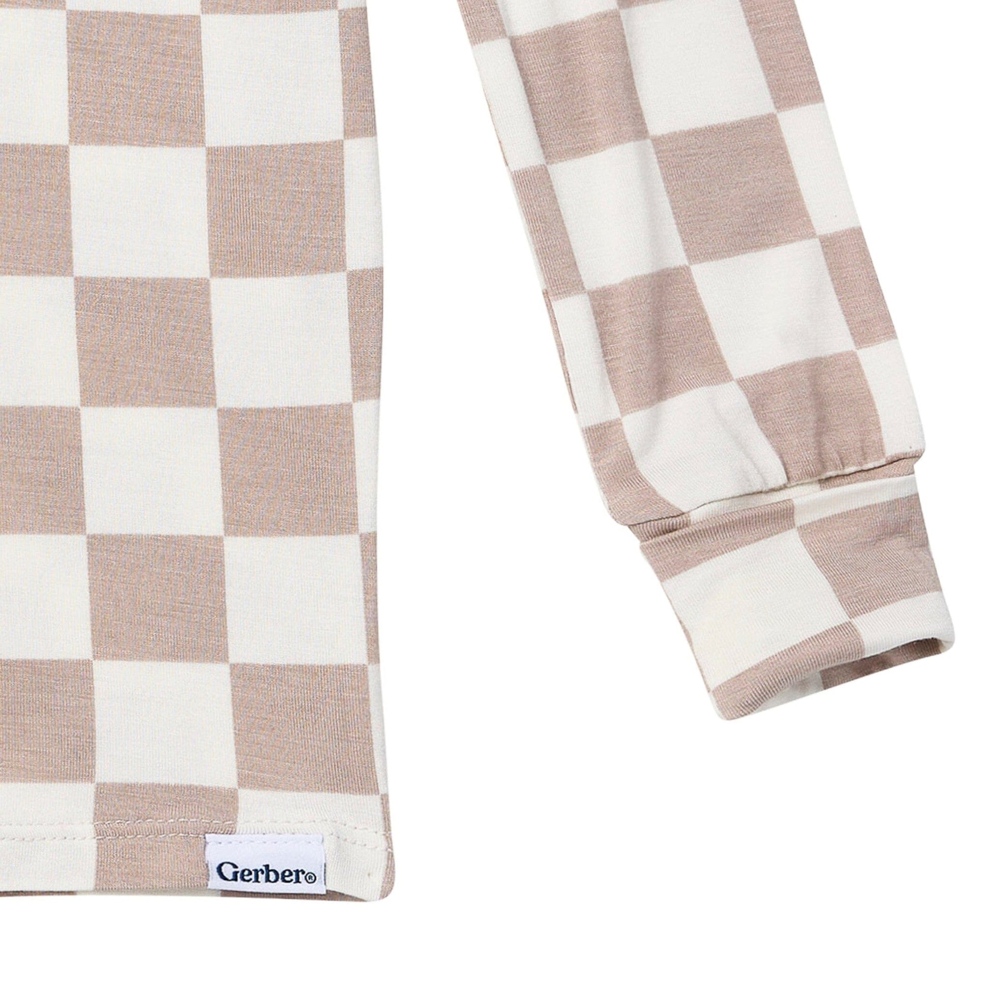 2-Piece Toddler Neutral Taupe Check Tight Fitting Pajamas Sleepwear Gerber® 