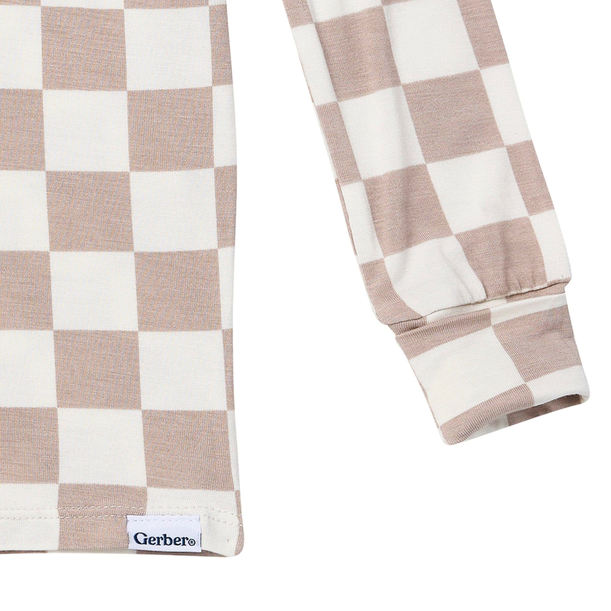 2-Piece Toddler Neutral Taupe Check Tight Fitting Pajamas Sleepwear Gerber® 