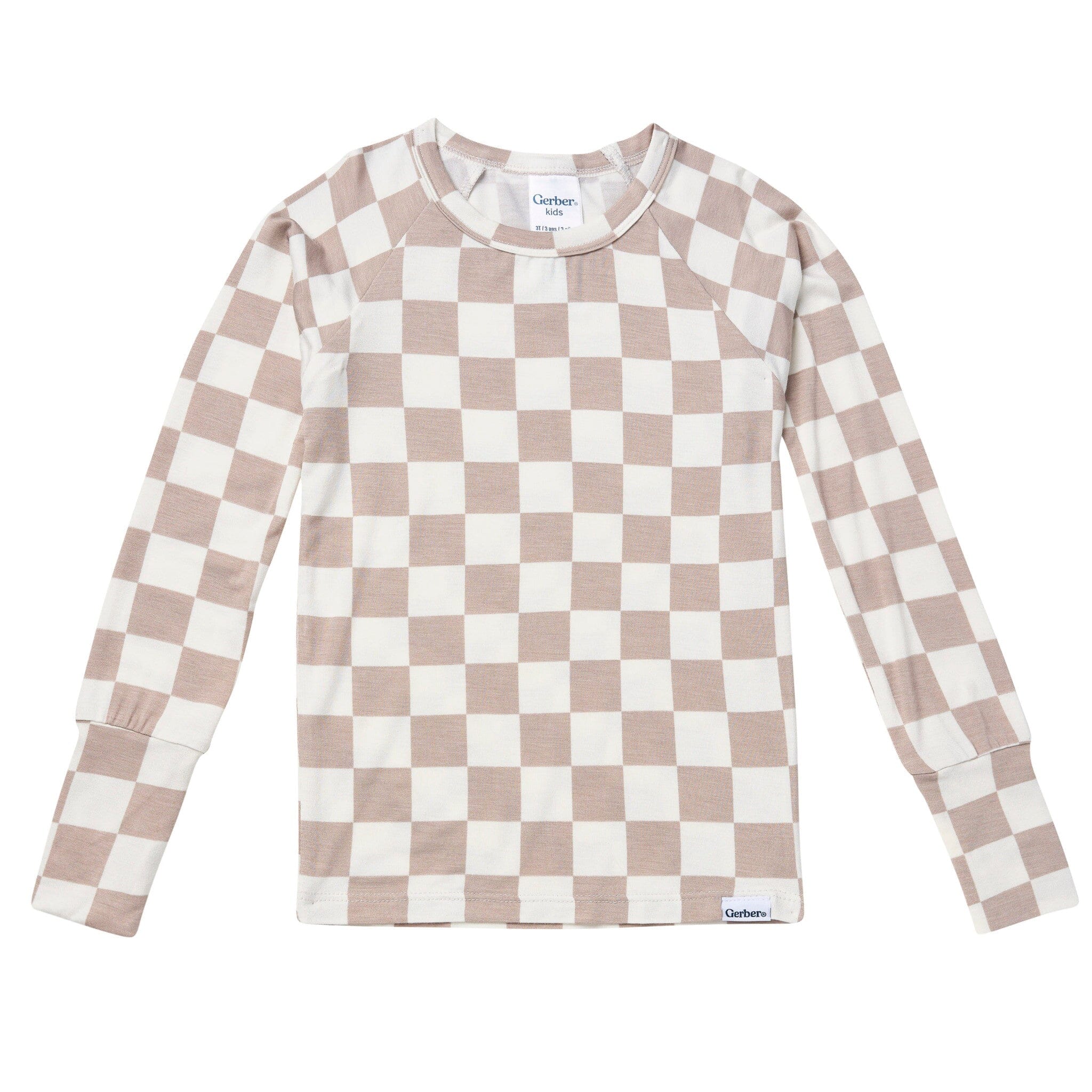 2-Piece Toddler Neutral Taupe Check Tight Fitting Pajamas Sleepwear Gerber® 