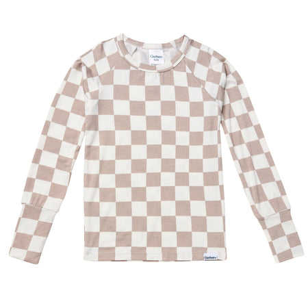2-Piece Infant & Toddler Neutral Taupe Check Snug Fit Pajamas