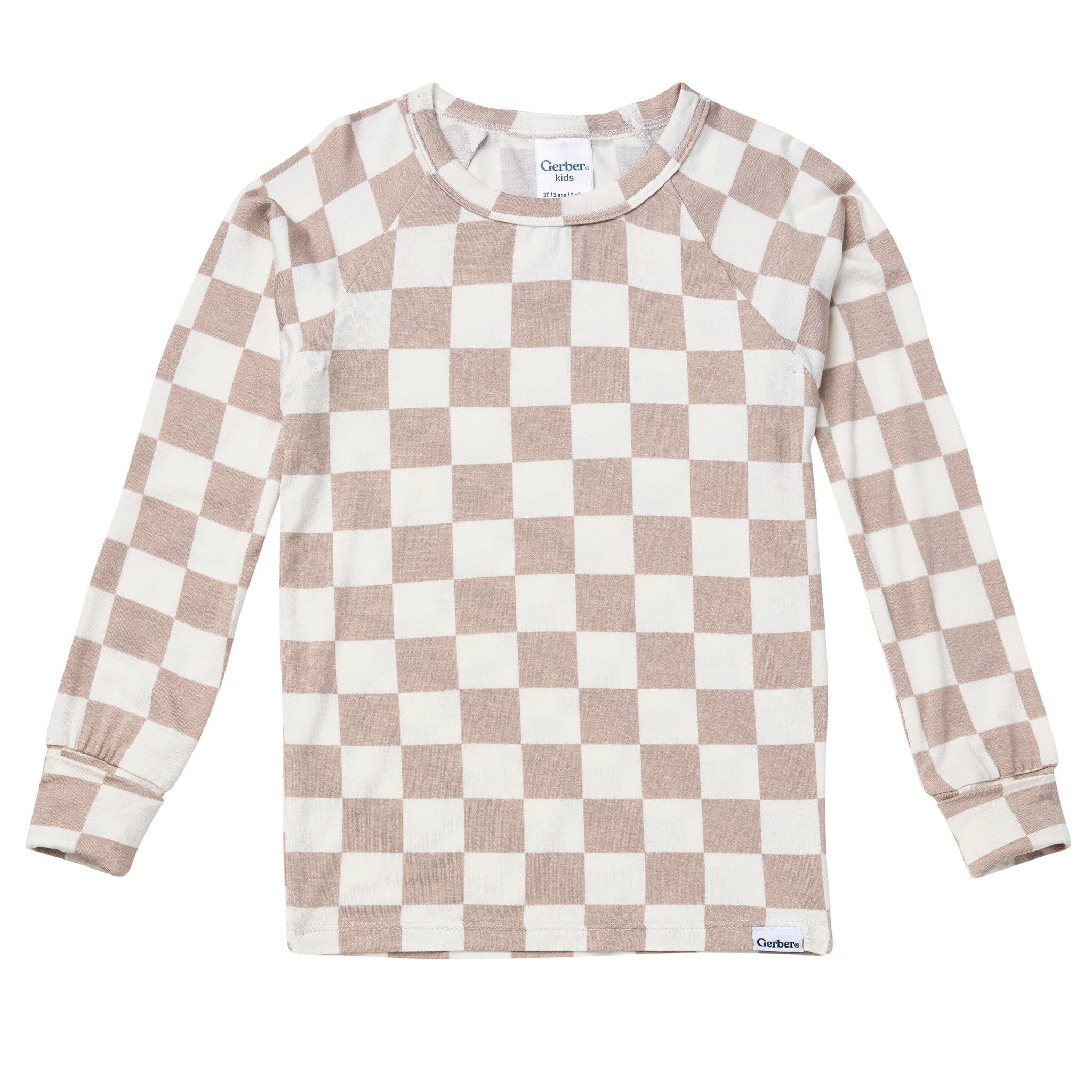 2-Piece Toddler Neutral Taupe Check Tight Fitting Pajamas Sleepwear Gerber® 