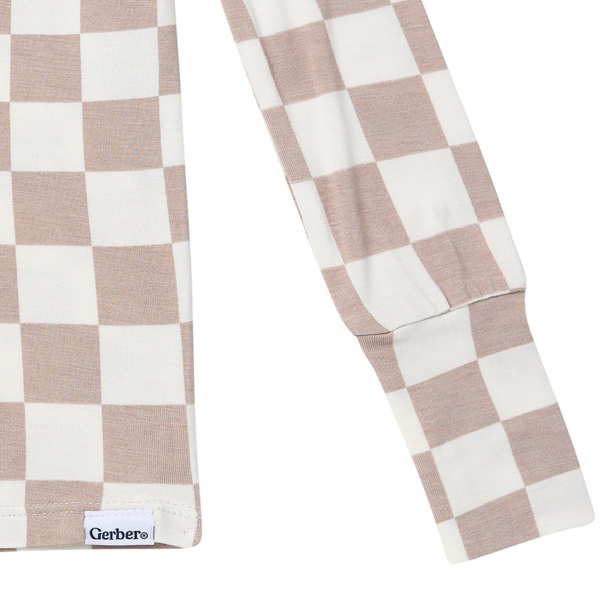 2-Piece Toddler Neutral Taupe Check Tight Fitting Pajamas Sleepwear Gerber® 