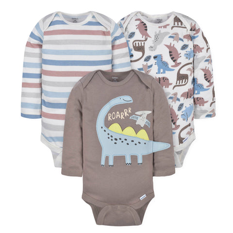 3-Pack Baby Boys Dino Long Sleeve Onesies® Bodysuits – Gerber Childrenswear