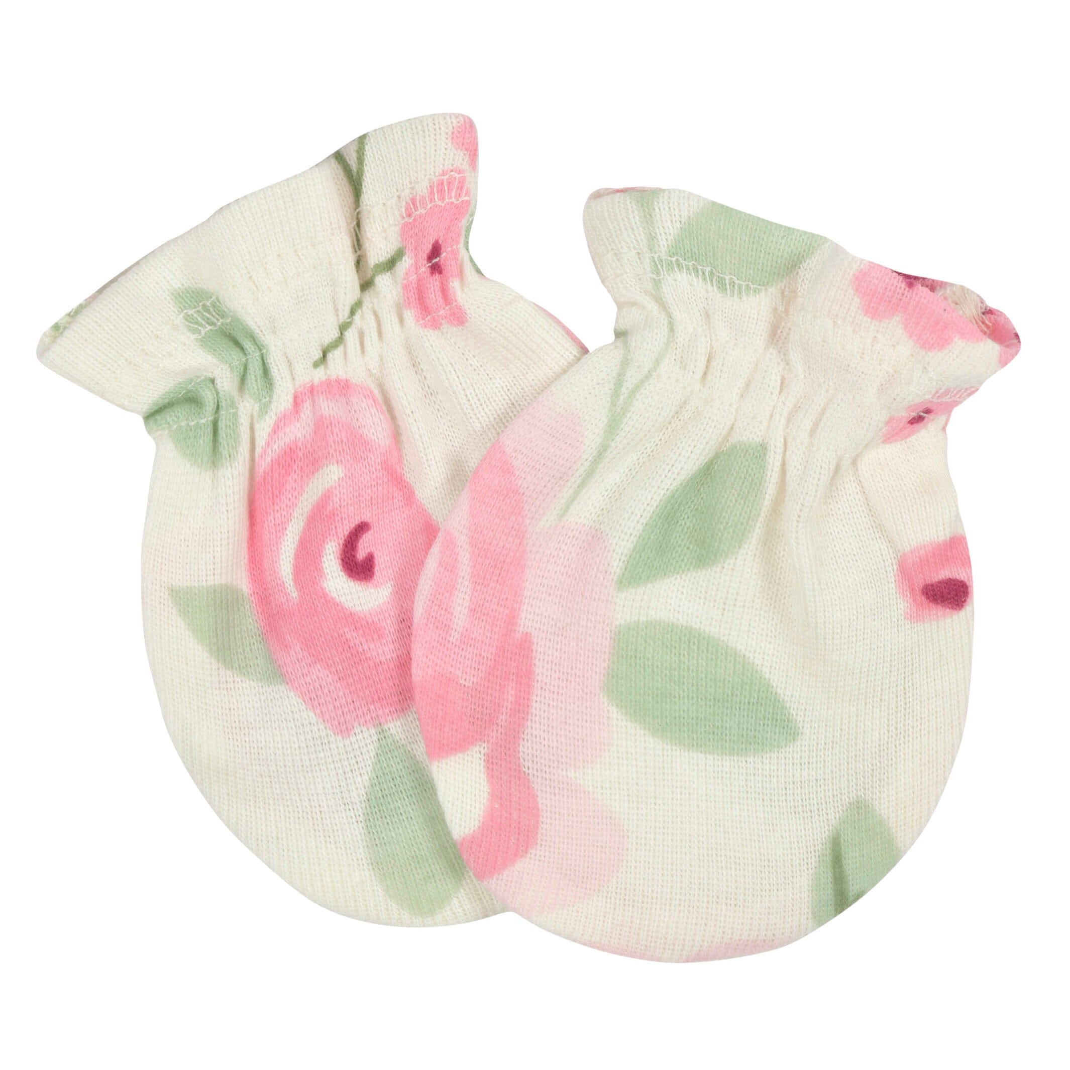 3- Baby Girls Floral No Scratch Mittens