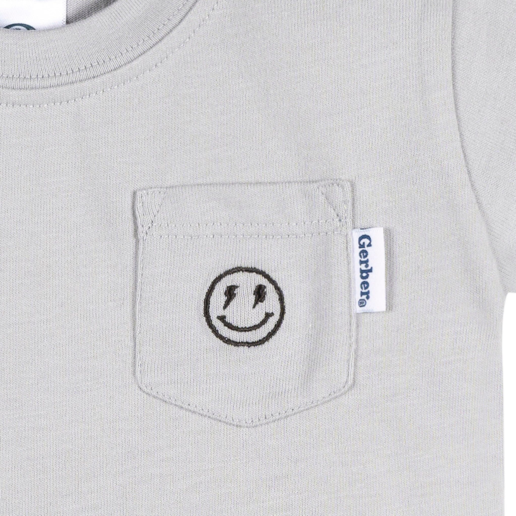 3-Pack Baby & Toddler Boys Black, Gray and White Short Sleeve T-Shirts tops Gerber® 