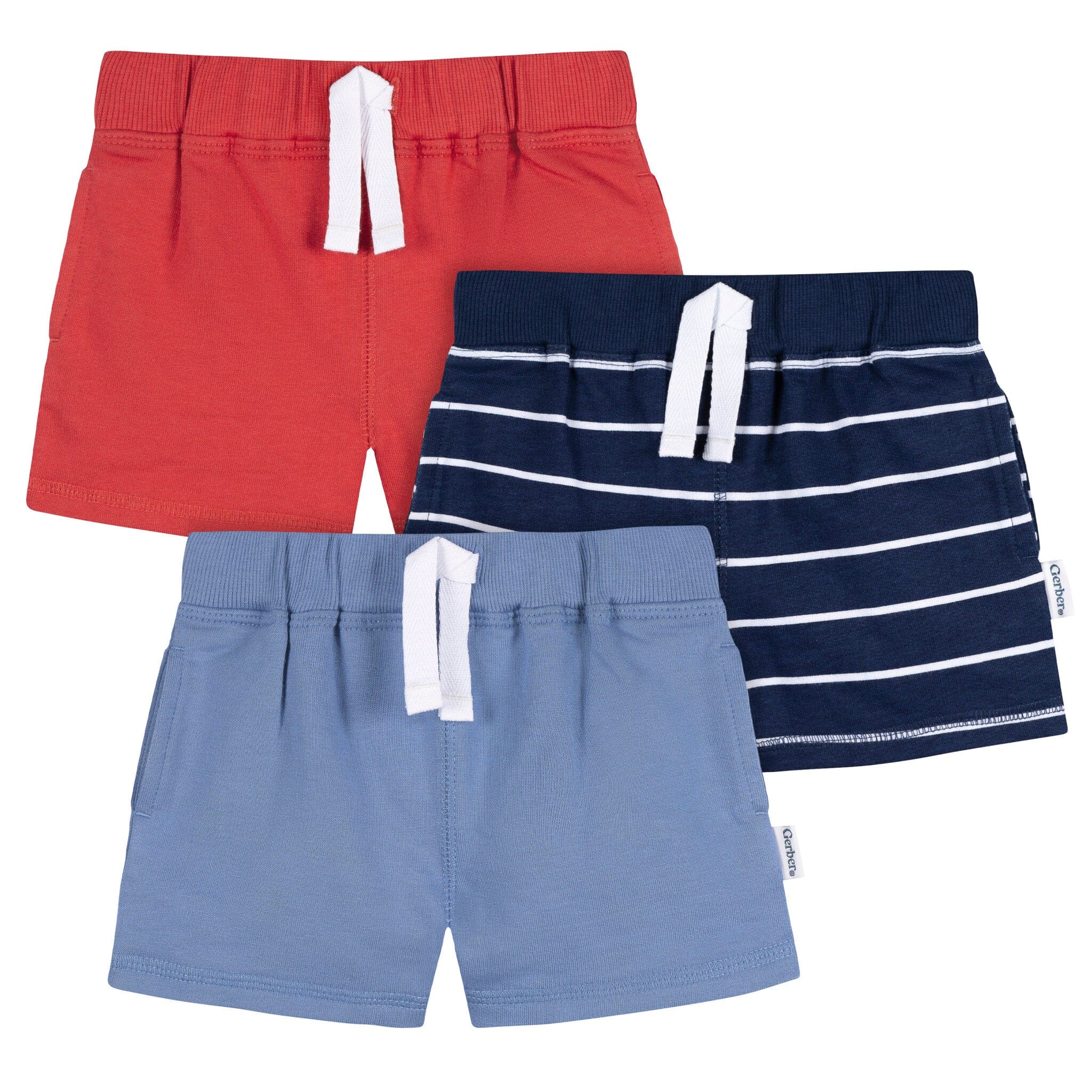 3-Pack Baby & Toddler Boys Blue & Red Knit Shorts Pants & Bottoms Gerber® 