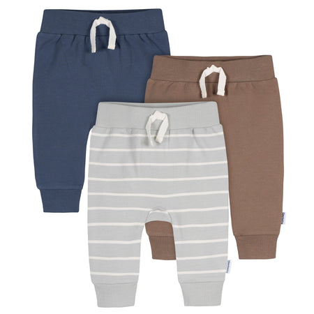 3-Pack Baby & Toddler Boys Stripe, Navy, & Brown Jogger Pants
