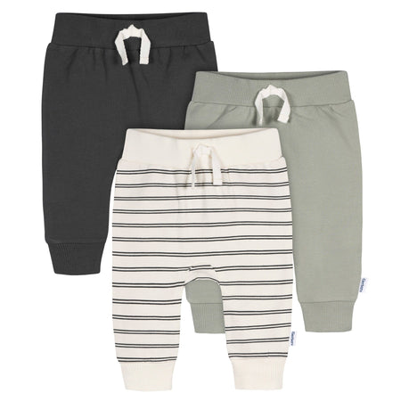 3-Pack Baby & Toddler Boys Stripe, Black, & Grey Jogger Pants