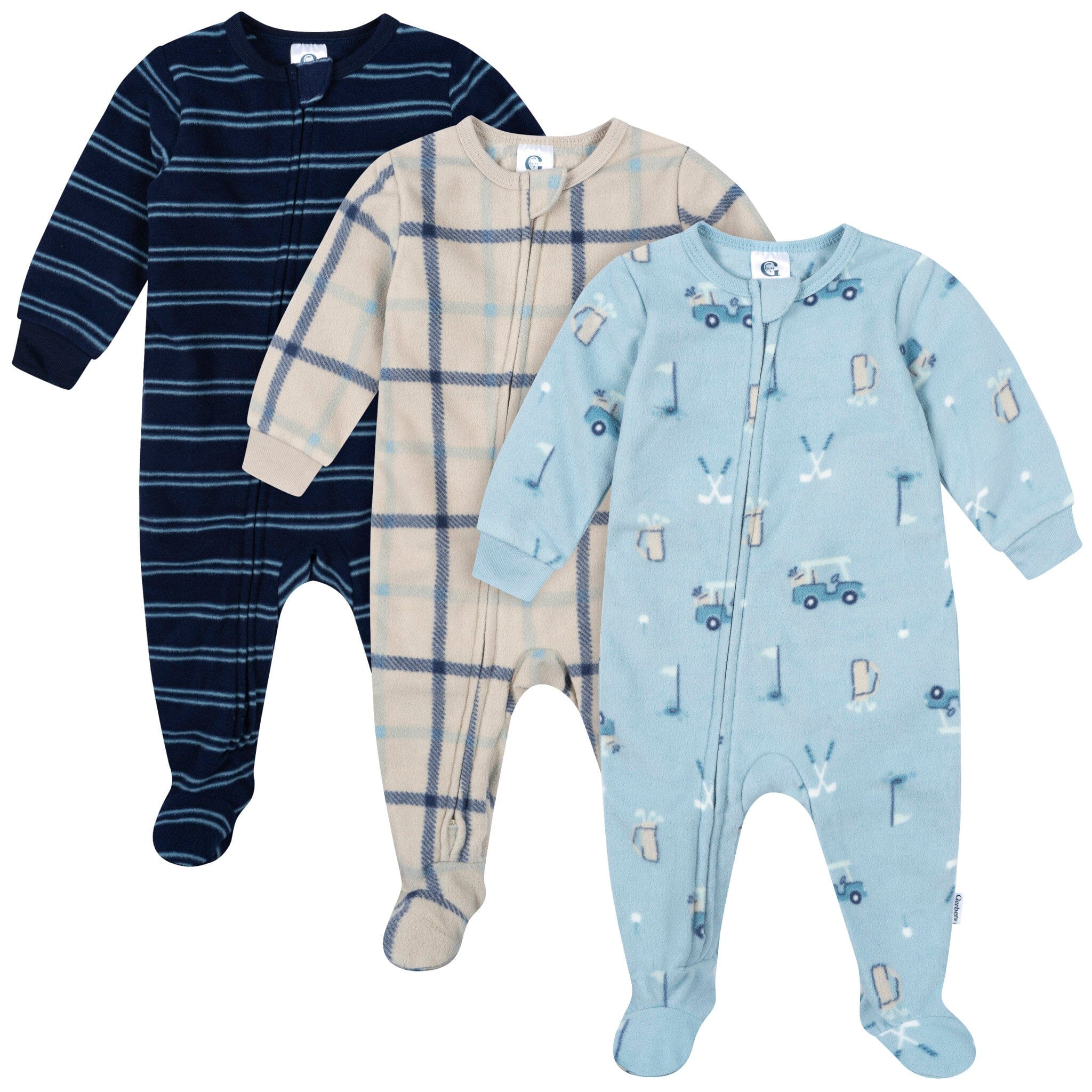 3-Pack Baby & Toddler Boys Golf Footless Fleece Pajamas Sleepwear Gerber® 
