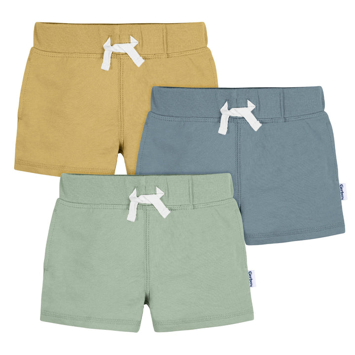 3-Pack Baby & Toddler Boys Green/Blue/Tan Knit Short
