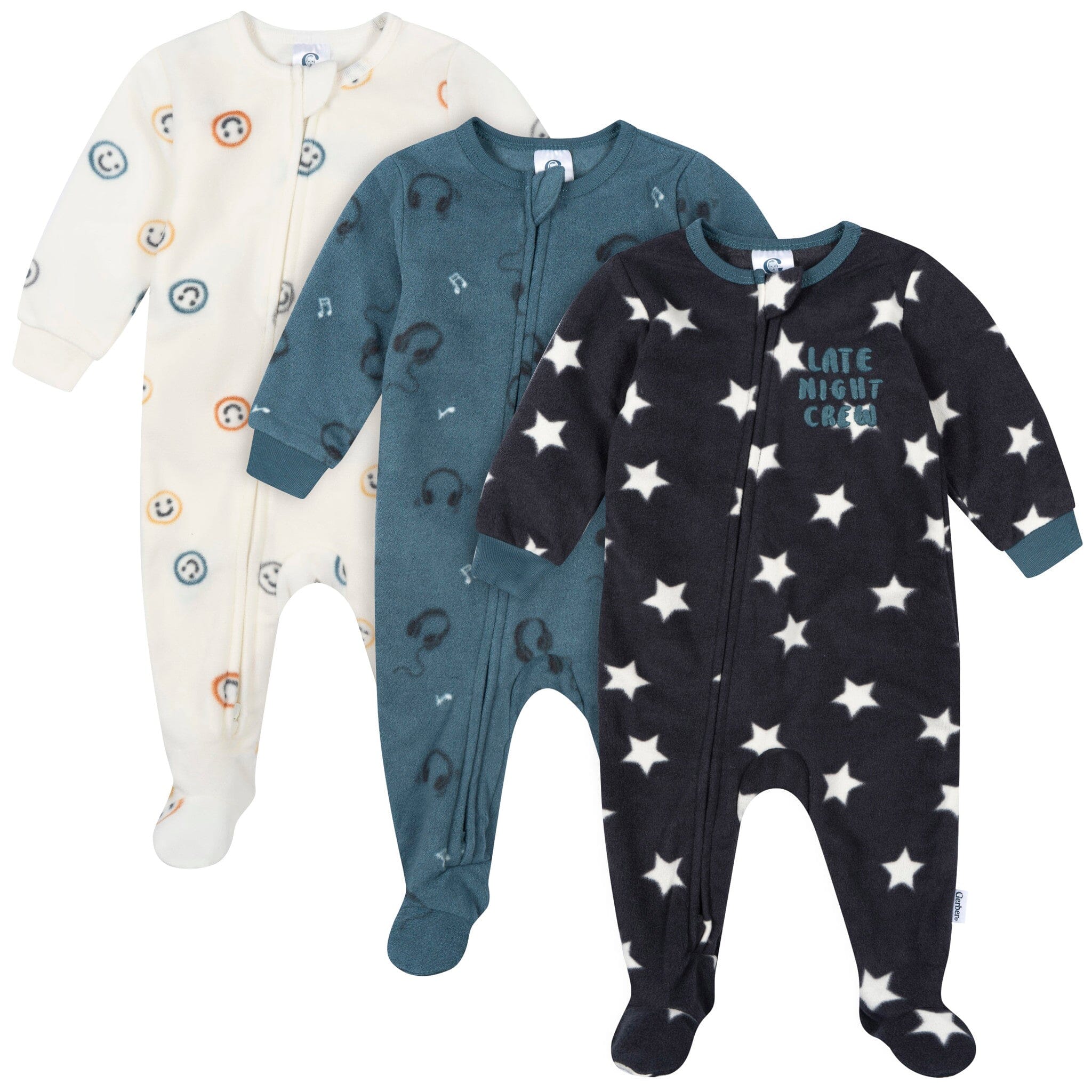 3-Pack Baby & Toddler Boys Stars Footless Fleece Pajamas Sleepwear Gerber® 