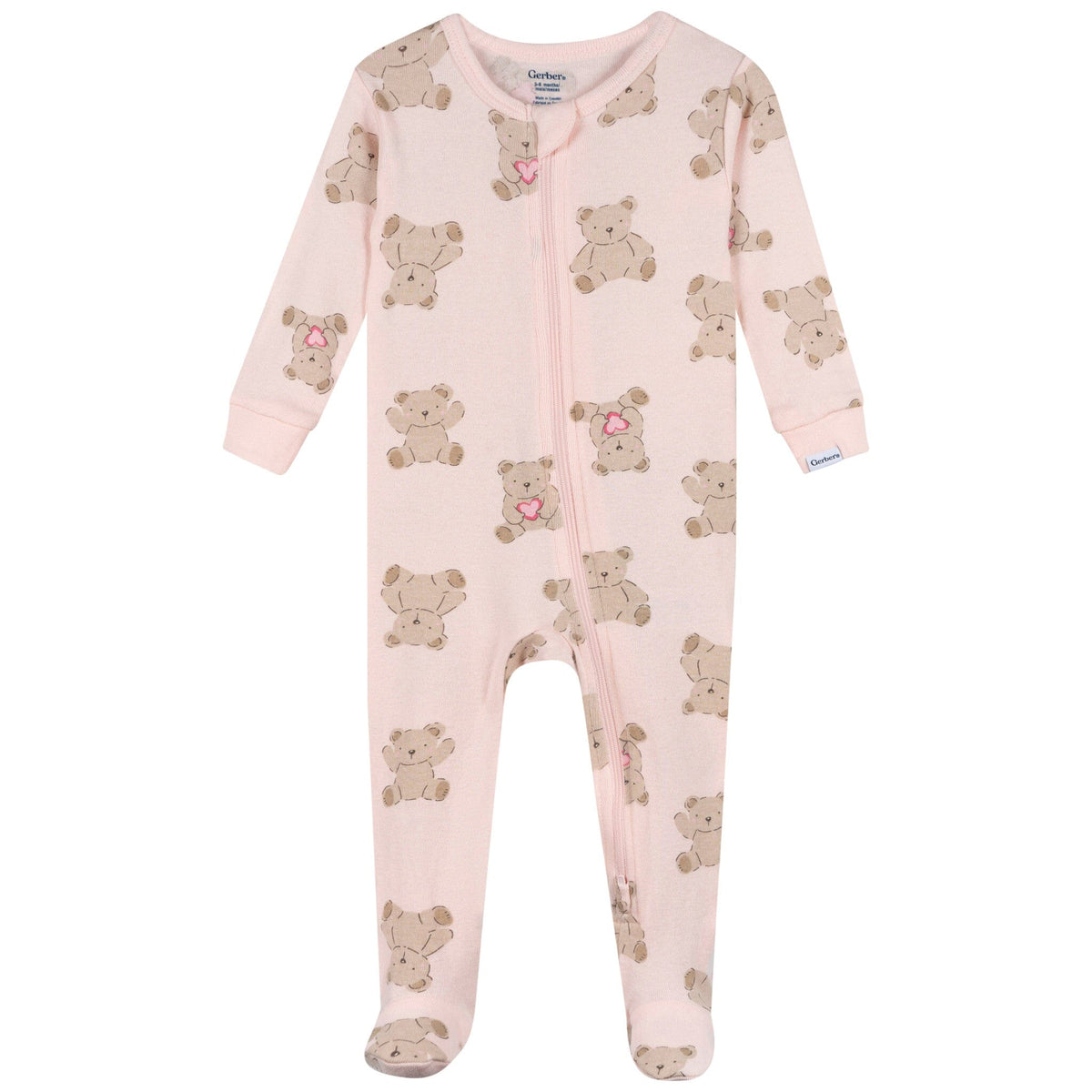 3-Pack Baby & Toddler Girls Bears Snug Fit Footed Pajamas sleepwear Gerber® 