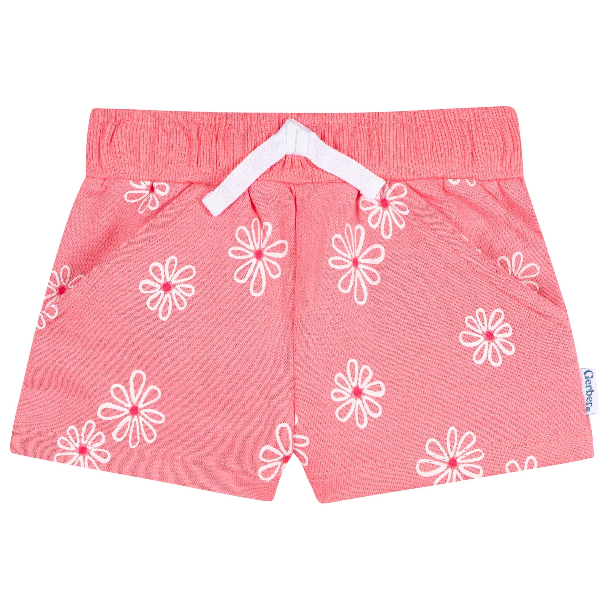 3-Pack Baby & Toddler Girls Coral Floral Knit Shorts Pants & Bottoms Gerber® 