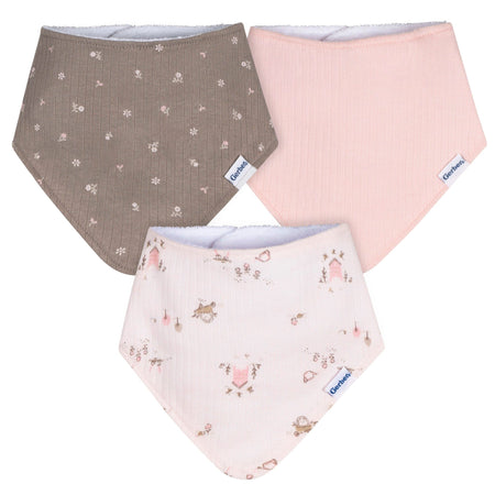 3-Pack Baby Girls Garden Bandana Bib