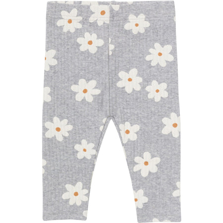 3-Pack Baby & Toddler Girls Gray Flowers, Cream and Black Ribbed Leggings