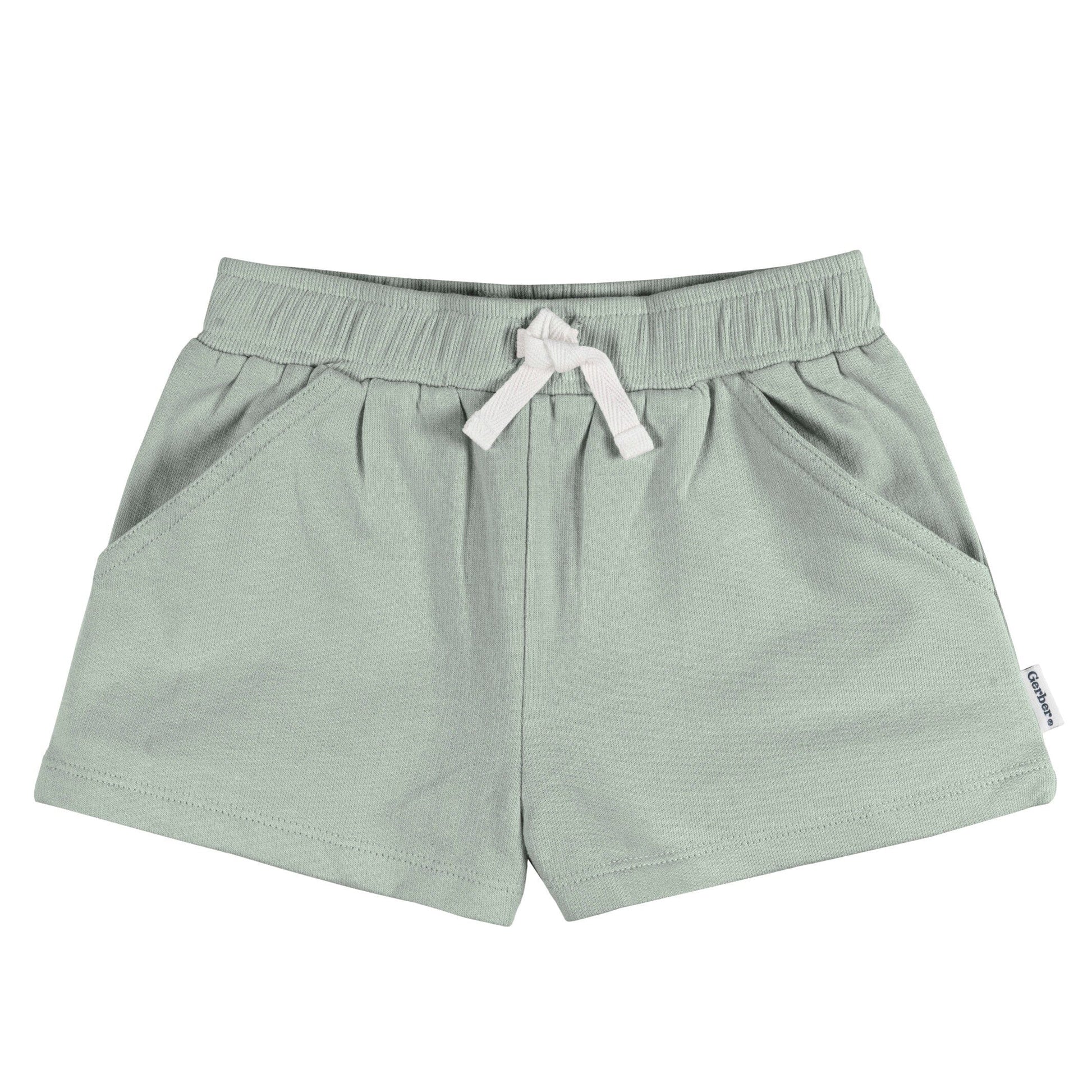 3-Pack Baby & Toddler Girls Green/Oatmeal/Dk Grey Heather Knit Short