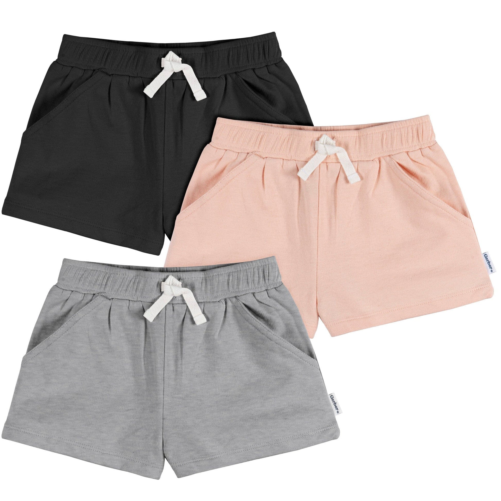 3-Pack Baby & Toddler Girls Grey/Pink/Black Knit Short