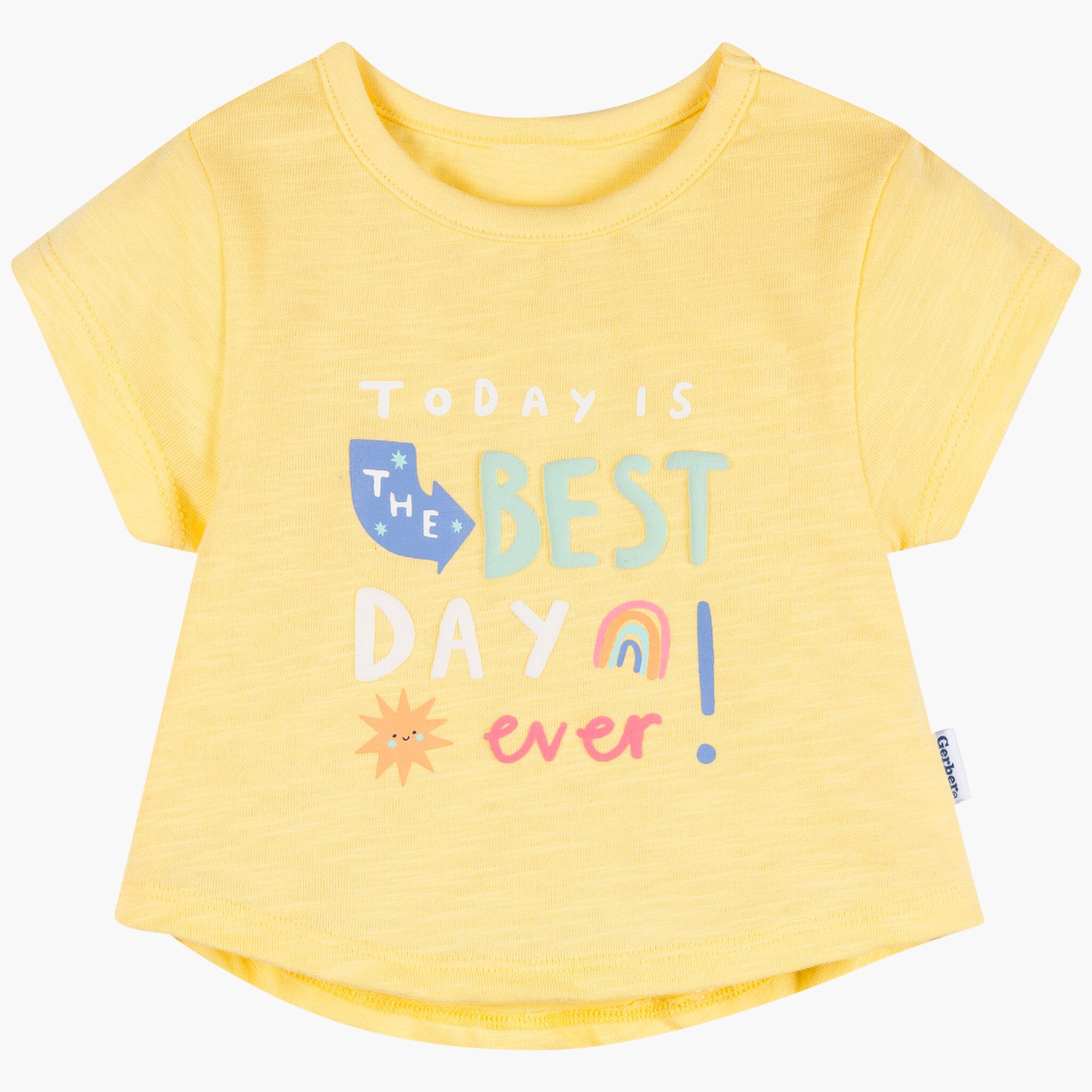 3-Pack Baby & Toddler Girls Peach, Green and Yellow Short Sleeve T-Shirts tops Gerber® 