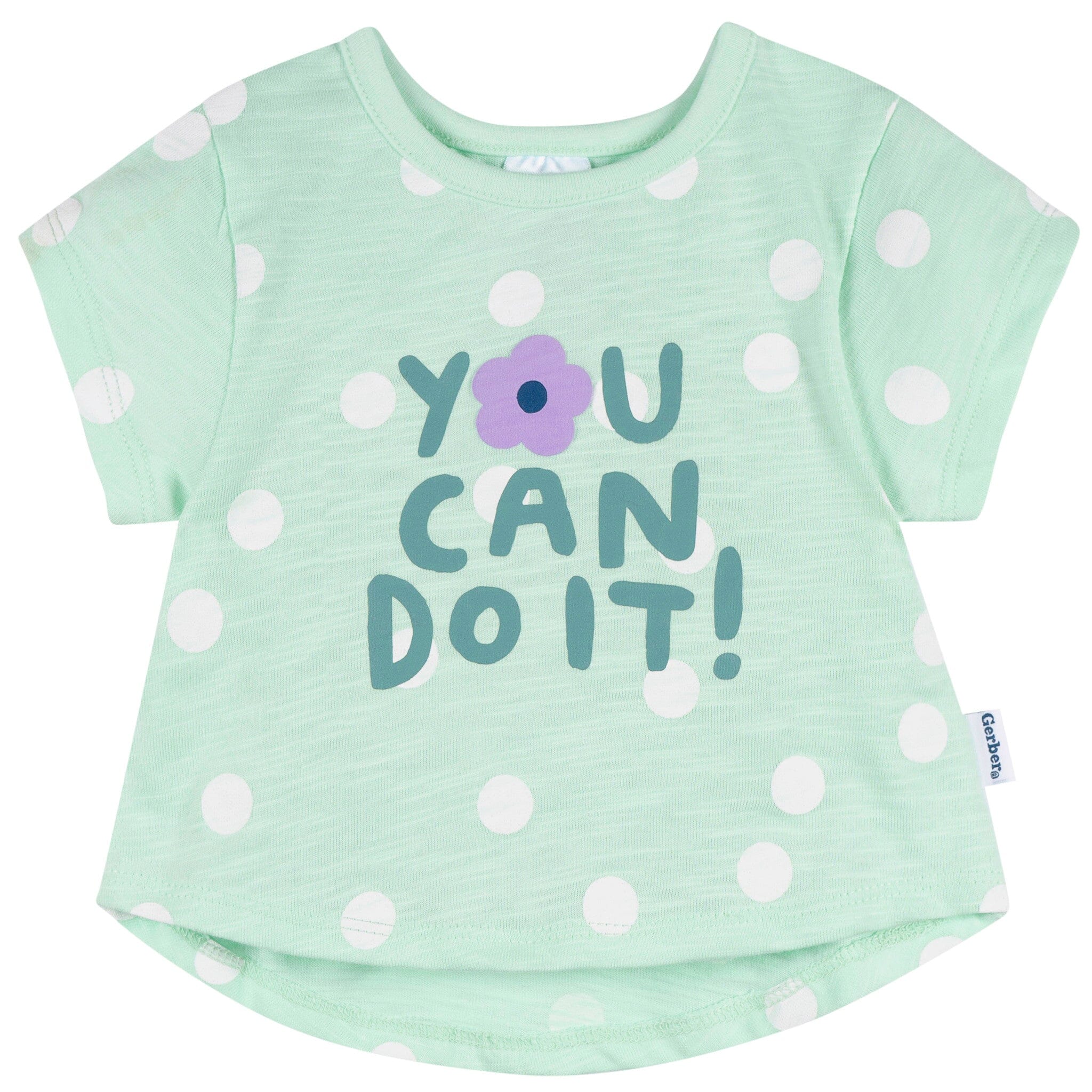 3-Pack Baby & Toddler Girls Peach, Green and Yellow Short Sleeve T-Shirts tops Gerber® 