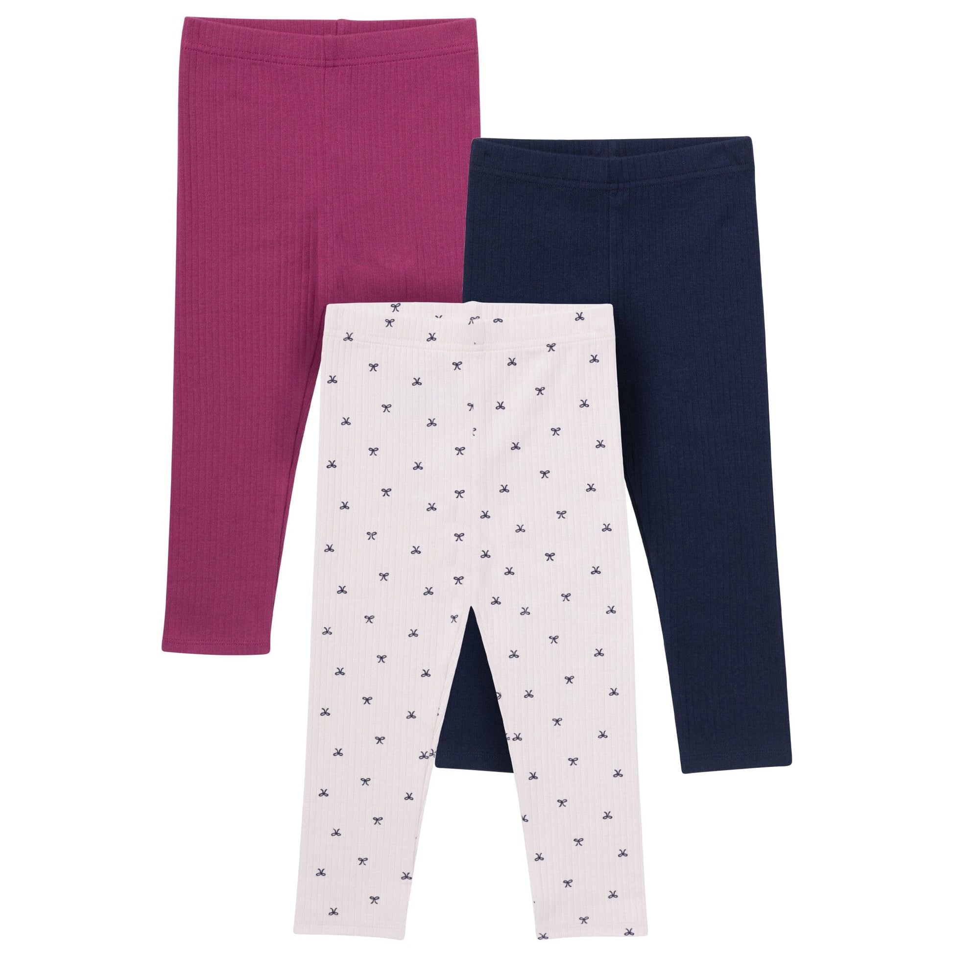 3-Pack Baby & Toddler Girls Pink Bows, Blue & Purple Textured Leggings bottoms Gerber® 