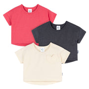 3-Pack Baby & Toddler Girls Pink, Gray and White Short Sleeve Shirts tops Gerber® 