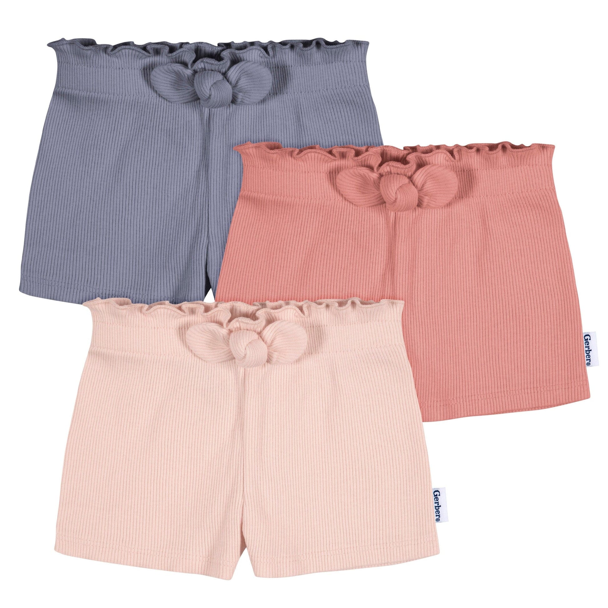 3-Pack Baby & Toddler Girls Pink/Blue Pull-On Knit Short