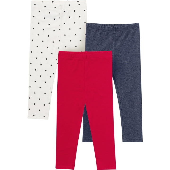 3-Pack Baby & Toddler Girls Red, Blue and Polka Dot Jeggings bottoms Gerber® 