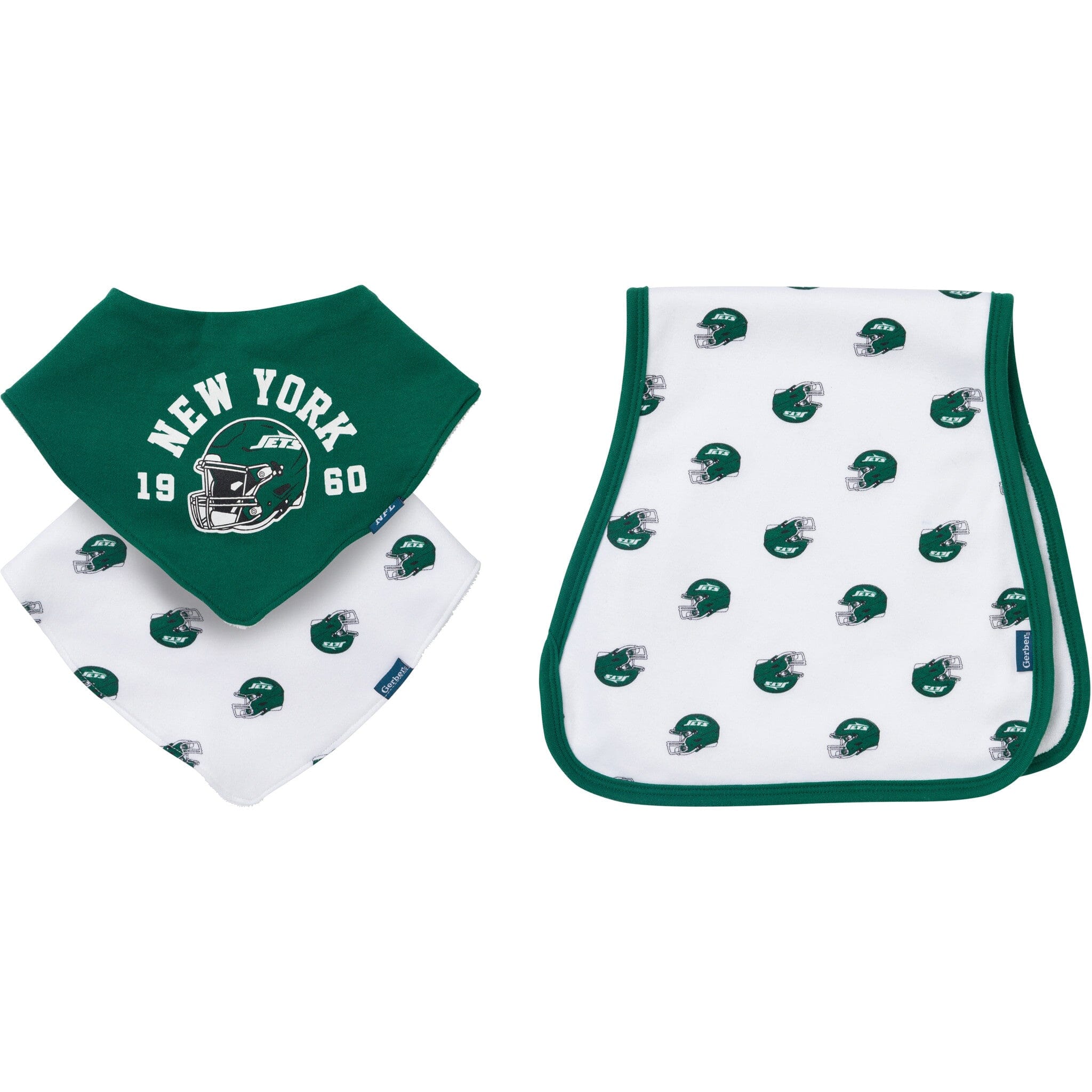 3-Pack Baby Neutral New York Jets Bibs and Burp Cloth Set NFL NFL 