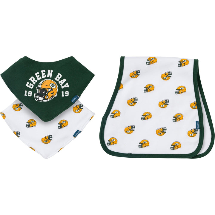 3-Pack Baby Neutral Green Bay Packers Bibs and Burp Cloth Set NFL NFL 