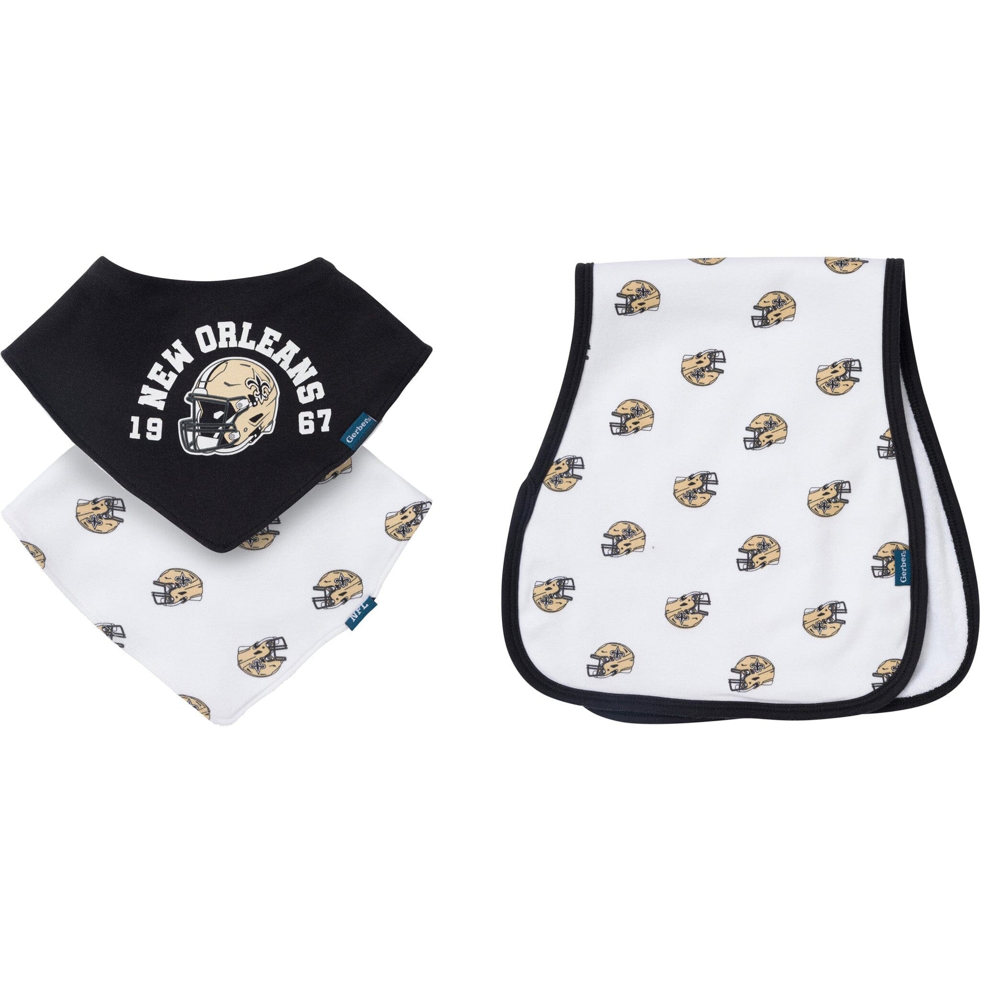 3-Pack Baby Neutral New Orleans Saints Bibs and Burp Cloth Set NFL NFL 