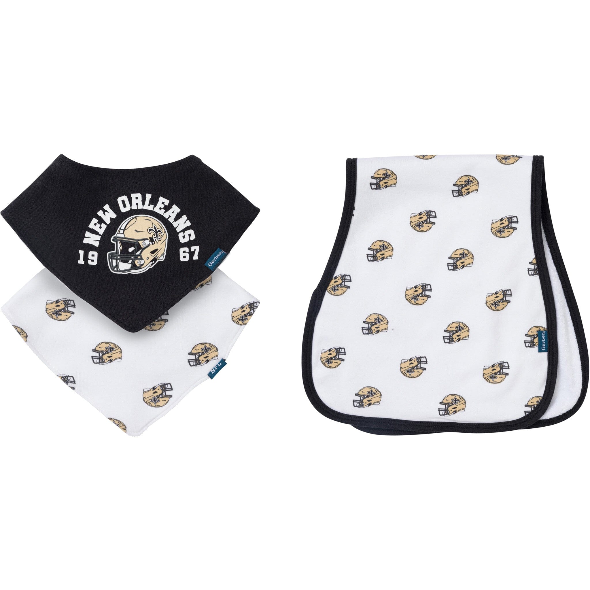 3-Pack Baby Neutral New Orleans Saints Bibs and Burp Cloth Set NFL NFL 